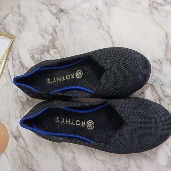 ROTHY'S THE FLAT black textile ballet women's slip-on size 8.5 round-toe - Picture 5 of 11